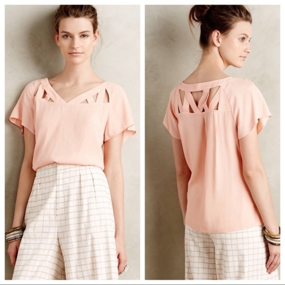 Anthropologie Tops - Anthropologie Maeve Peach Tricut Blouse